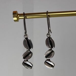 Vintage Sterling Silver Coffee Bean Beans 925 Dangle Earrings
